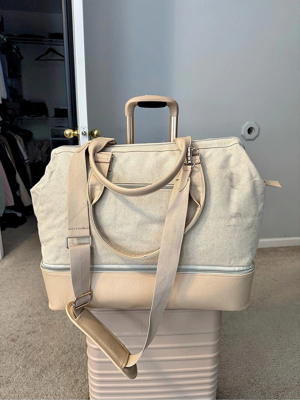 Béis The Weekender Beige Travel Bag- Large